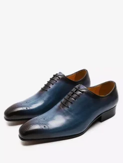 Mens Dress Shoes Oxford Shoes Quality Round Toe Cowhide Prom Wedding Shoes