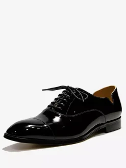 Mens Dress Shoes Pointed toe Lace-Ups Patent Leather Prom Wedding Shoes