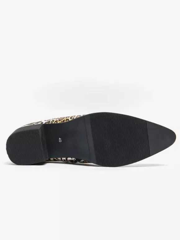 Men's Dress Shoes Pointed Toe Leopard Chunky Heel Shoes