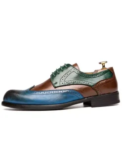 Mens Dress Shoes pointed toe Color Block low heels Derby Shoes