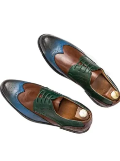 Mens Dress Shoes pointed toe Color Block low heels Derby Shoes
