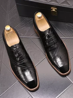 Men's Dress Shoes Quality Round Toe PU Leather