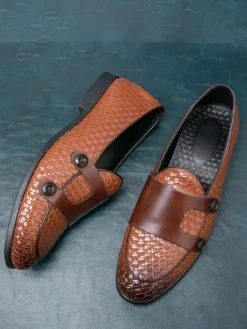 Men's Dress Shoes Round Toe Slip On Monk Shoes