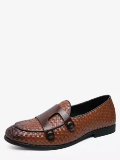 Men's Dress Shoes Round Toe Slip On Monk Shoes