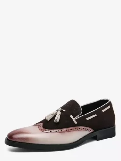 Men's Dress Shoes Round Toe Slip On Shoes With Tassels