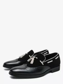 Men's Dress Shoes Round Toe Slip On Shoes With Tassels