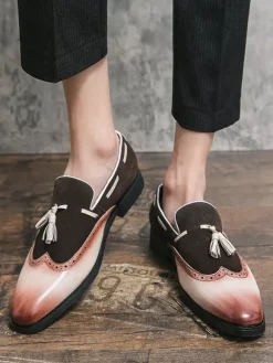 Men's Dress Shoes Round Toe Slip On Shoes With Tassels