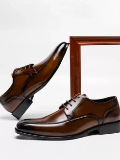 Men's Dress Shoes Round Toe Men's Derby Prom Party Wedding Shoes
