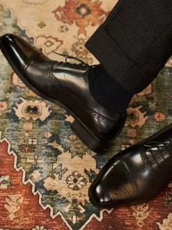 Men's Dress Shoes Square Toe Leather Brogue Derby Formal Wedding Shoes