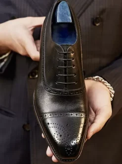 Men's Dress Shoes Square Toe Leather Brogue Derby Formal Wedding Shoes