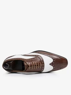 Men's Dress Shoes Square Toe Leather Brogue Oxford Prom Wedding Shoes