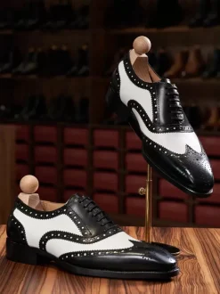 Men's Dress Shoes Square Toe Leather Brogue Oxford Prom Wedding Shoes