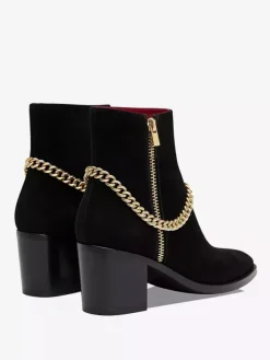 Men's High Heel Boots Chelsea Boots Black Suede Leather Pointed Toe Chains Party Prom Dress Boots