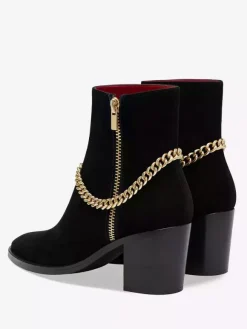 Men's High Heel Boots Chelsea Boots Black Suede Leather Pointed Toe Chains Party Prom Dress Boots