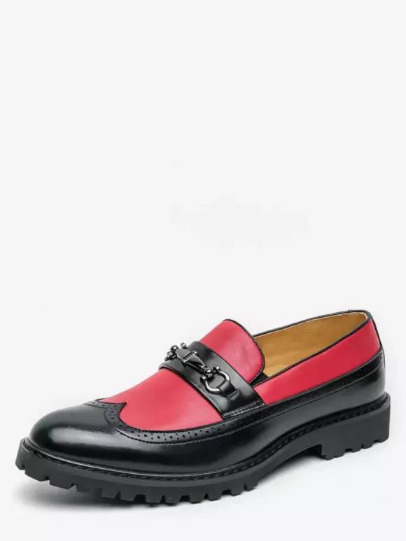 Mens Horsebit Loafers Contrast Color Black And White Slip-on Wingtips Shoes