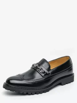 Mens Horsebit Loafers Contrast Color Black And White Slip-on Wingtips Shoes
