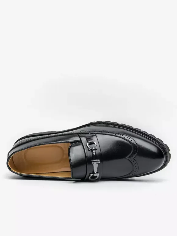 Mens Horsebit Loafers Contrast Color Black And White Slip-on Wingtips Shoes