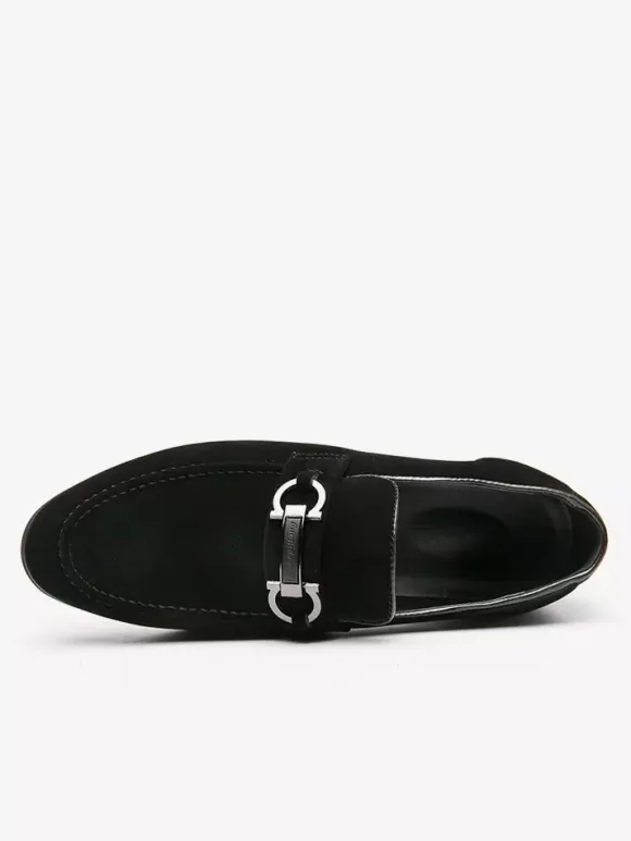 Mens Horsebit Loafers Low Heels Slip-On Suede Leather Shoes