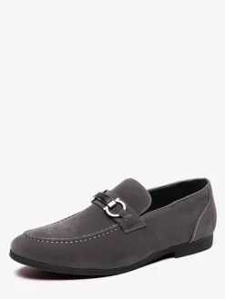 Mens Horsebit Loafers Low Heels Slip-On Suede Leather Shoes
