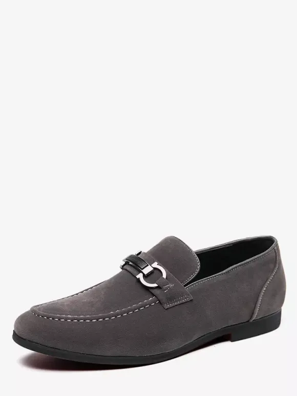 Mens Horsebit Loafers Low Heels Slip-On Suede Leather Shoes