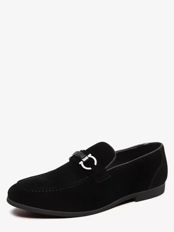 Mens Horsebit Loafers Low Heels Slip-On Suede Leather Shoes