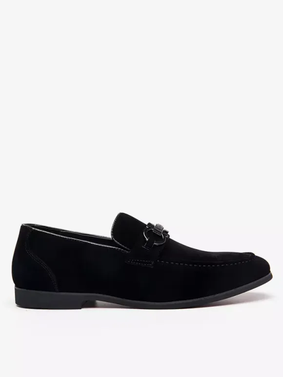 Mens Horsebit Loafers Low Heels Slip-On Suede Leather Shoes