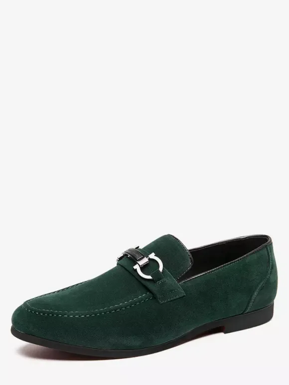 Mens Horsebit Loafers Low Heels Slip-On Suede Leather Shoes
