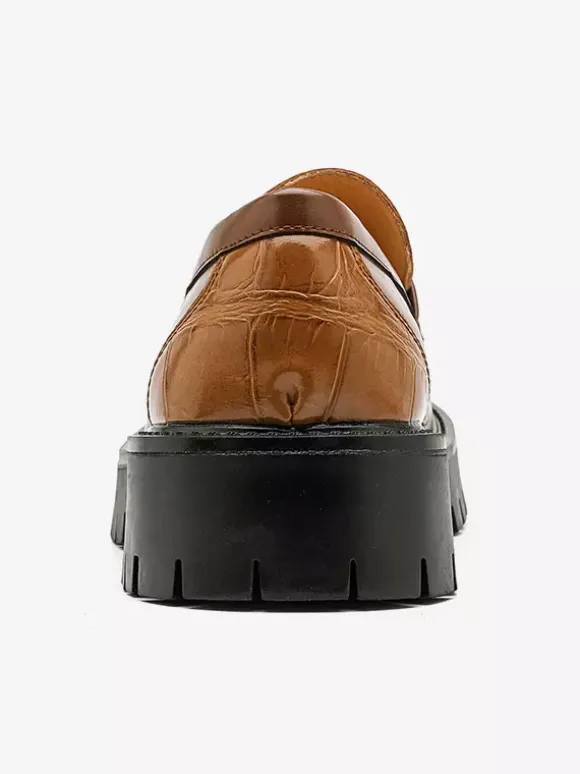 Mens Horsebit Loafers Slip-on Leather Anti-Slip Chunky Shoes