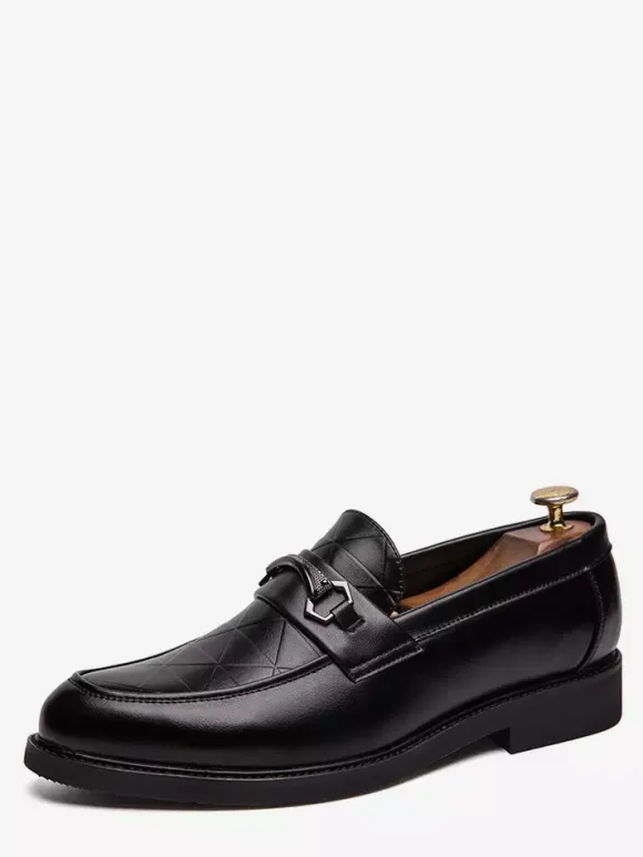Mens Horsebit Loafers Slip-on Pointed Toe Low Heels Metal Decoration Penny Shoes