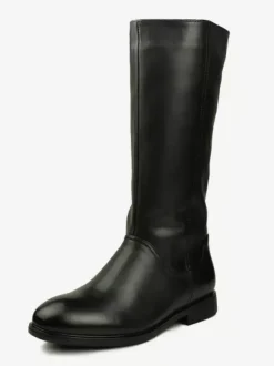 Men's Knee High Boots Slip On Boots Black Cowhide Riding Knight Boots
