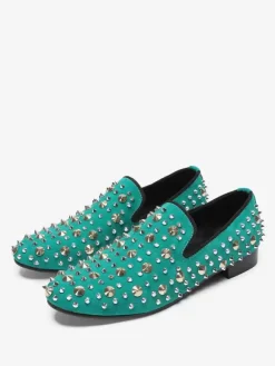 Men's loafer Rivets Pointed Toe Cowhide Spikes Slip On Prom Wedding Shoes