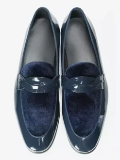 Men's Loafers Cowhide Round Toe Slip On Dress Shoes