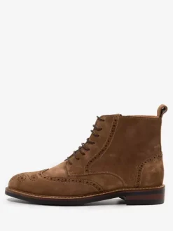 Men's Martin Work Motorcycle Coffee Brown Suede Leather Round Toe Combat Boots