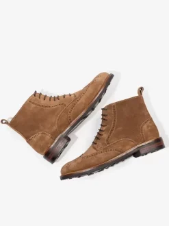 Men's Martin Work Motorcycle Coffee Brown Suede Leather Round Toe Combat Boots