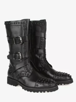 Men's Mid Calf Boots Shoes Work Boots Cowhide Classic Black