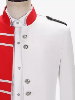 Men's Mixed Color Palace Military Top Elegant Long Sleeves Overcoat Retro Performance Costumes