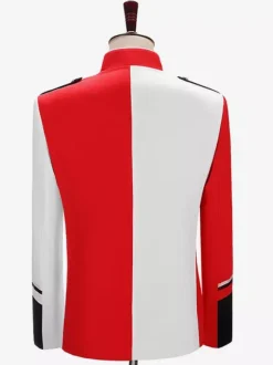 Men's Mixed Color Palace Military Top Elegant Long Sleeves Overcoat Retro Performance Costumes