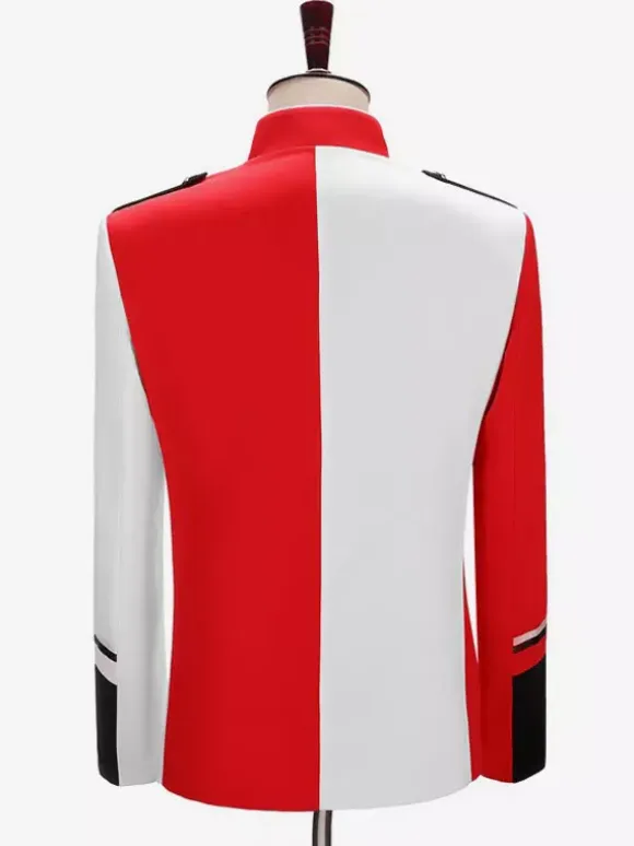 Men's Mixed Color Palace Military Top Elegant Long Sleeves Overcoat Retro Performance Costumes