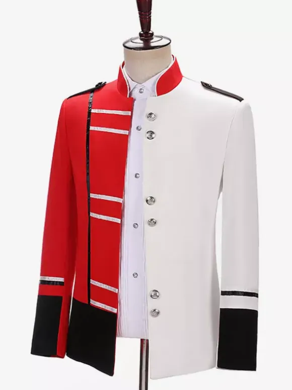 Men's Mixed Color Palace Military Top Elegant Long Sleeves Overcoat Retro Performance Costumes