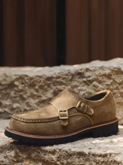 Men's Monk Loafer Shoes Suede Leather Buckle Chunky Chic Loafer Shoes