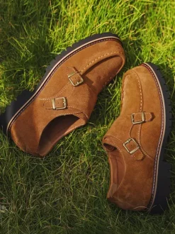 Men's Monk Loafer Shoes Suede Leather Buckle Chunky Chic Loafer Shoes