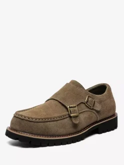 Men's Monk Loafer Shoes Suede Leather Buckle Chunky Chic Loafer Shoes