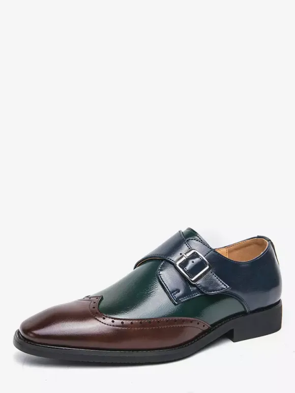 Men's Monk Shoes Round Toe Buckle Detail Dress Shoes