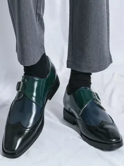 Men's Monk Shoes Round Toe Buckle Detail Dress Shoes