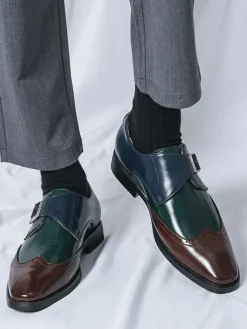 Men's Monk Shoes Round Toe Buckle Detail Dress Shoes