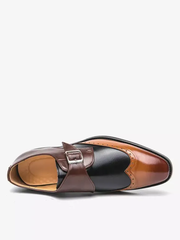 Men's Monk Shoes Round Toe Buckle Detail Dress Shoes
