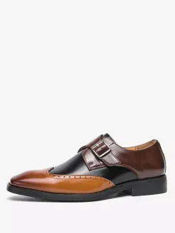 Men's Monk Shoes Round Toe Buckle Detail Dress Shoes