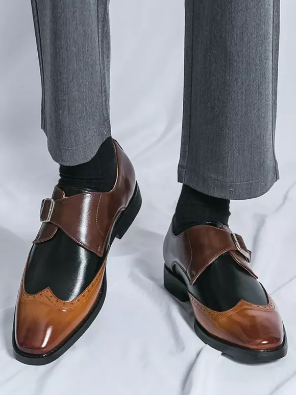 Men's Monk Shoes Round Toe Buckle Detail Dress Shoes