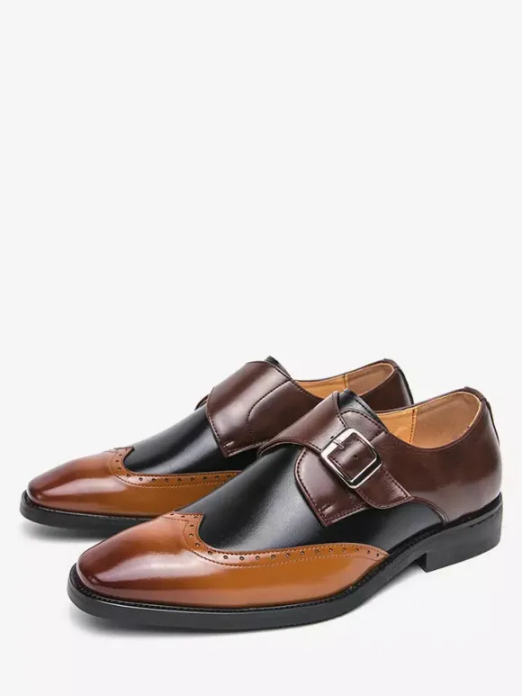Men's Monk Shoes Round Toe Buckle Detail Dress Shoes