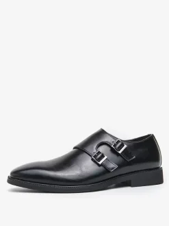 Men's Monk Strap Loafers Square Toe Slip-On Prom Wedding Shoes
